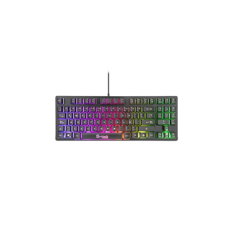 Teclado Gamer Getttech Tkl Gpk-Esmwr-G2 Rgb Membrana Español Anti-Ghosting Usb Negro