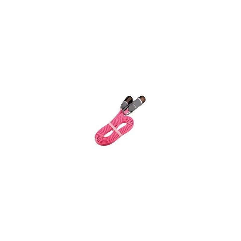 Cable 2 En 1 Ghia Gac-098 Lightning Micro-Usb 1M Usb 2 Rosa-Gris